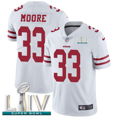 San Francisco 49ers Nike 33 Tarvarius Moore White Super Bowl LIV 2020 Youth Stitched NFL Vapor Untouchable Limited Jersey